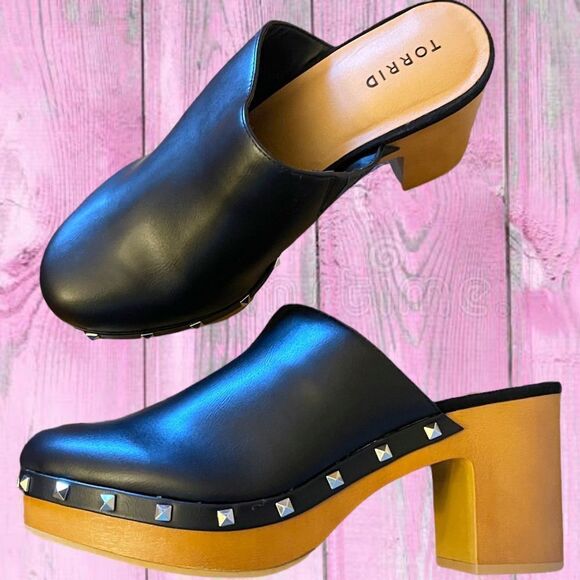Torrid Faux Leather Black Studded Mule Shoes Wide Width - Size 9.5 WW NIB - Picture 9 of 12